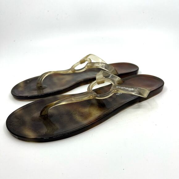 Geghege Milano Brown Jelly Thong Sandals Women's 9 US - Picture 1 of 10